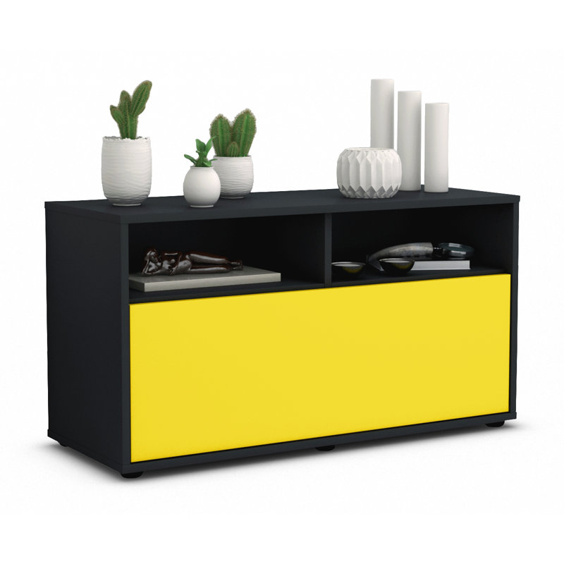 Isai 92 cm W Chest of Drawers, Yellow / Matte Anthracite