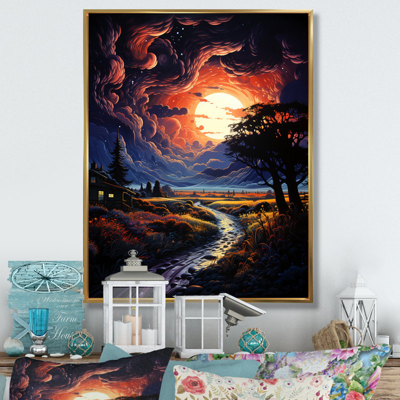 «Dramatic Lightning Nights IV», reproduction d'art sur toile, Or, H 20 po x l 12 po x P 1 po