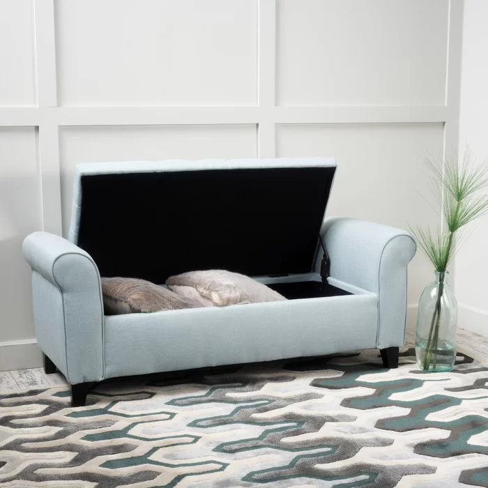 Claxton Upholstered Flip top Storage Bench 50.00” W x 19.50” D x 20.50” H BUTTON TUFTED DIAMOND STITCH