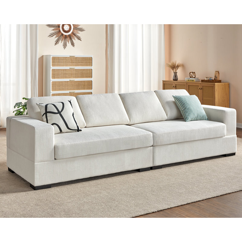 Birkley 112'' Corduroy Sofa, White