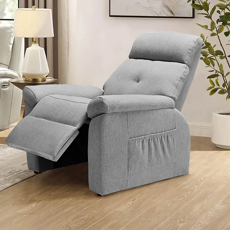 Power Zero Clearance Recliner Zero Gravity Recliner, Gray 100% Cotton