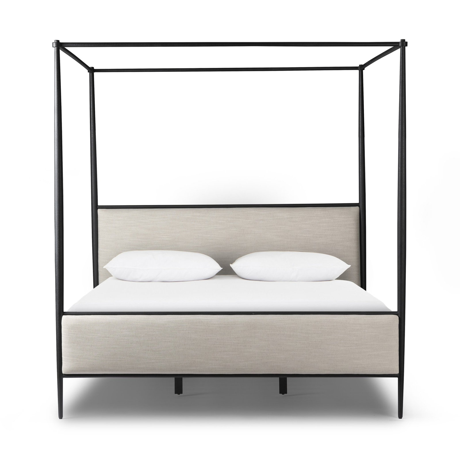 Modella Upholstered Metal Canopy Bed, King