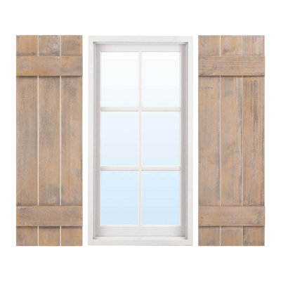 Costway Window Shutter Set Of 2 Reclaimed Paulownia Wood Wall Decor With Antiqued Surface