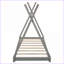 Bois de pin simple Lit plateforme en bois aggloméré gris avec structure triangulaire stable-1115894182-1115894184