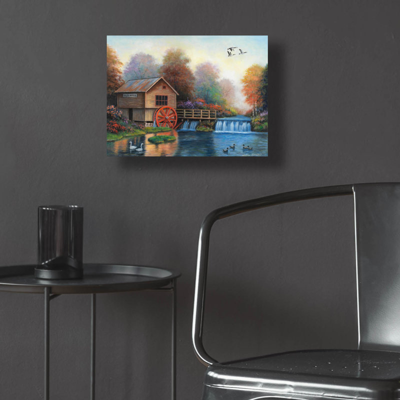 Red Barrel Studio® «Autumn at the Old Mill» par John Zaccheo, art mural en verre acrylique, H 12 po x l 16 po x P 0,13 po