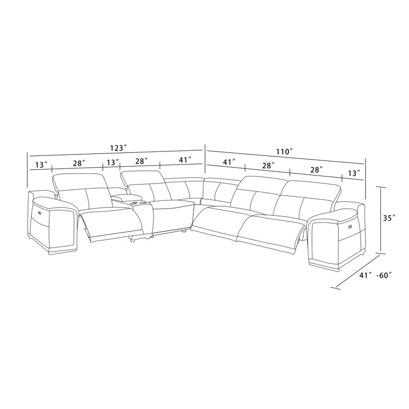 Hild Upholstered Power Reclining L-Shaped Sectional Reversible
