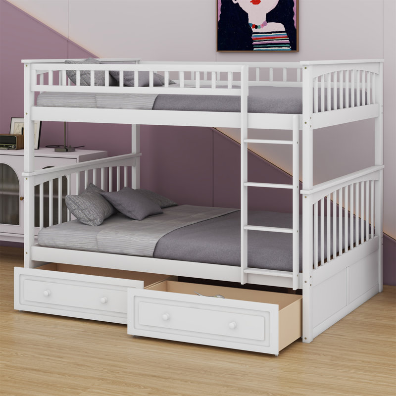 Bunk Bed With Drawers, Convertible Beds, White
