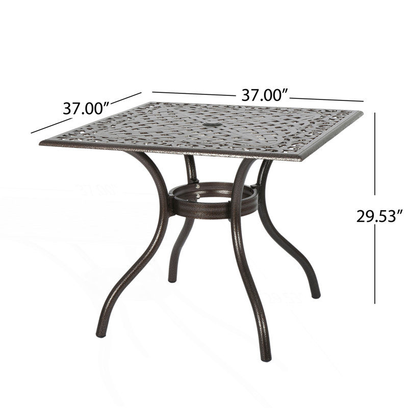 Square Table With Intricate Lattice Top, Patio Table