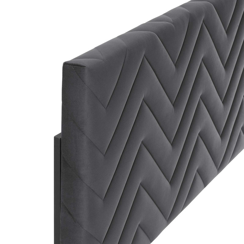 Modway Mercy Chevron Tufted Performance Velvet Headboard, Twin, Charcoal