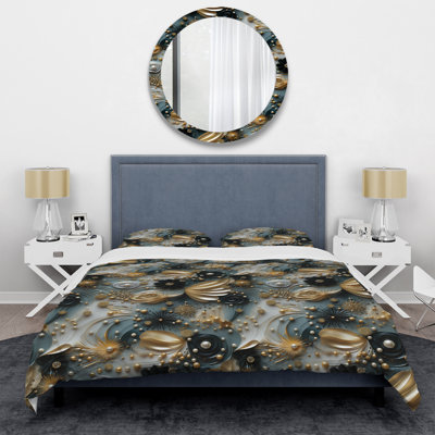 Golden Sparkling Dazzle Glam Abstract Duvet Cover