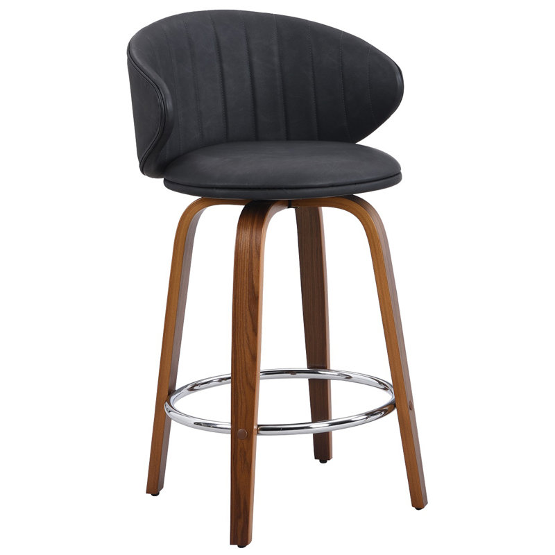 Tabouret de bar et de comptoir pivotant rembourrÃ© de 26 po avec structure en bois, gris