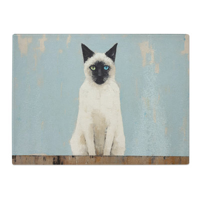 Siamese Cat Minimalism  Glass Chopping Board