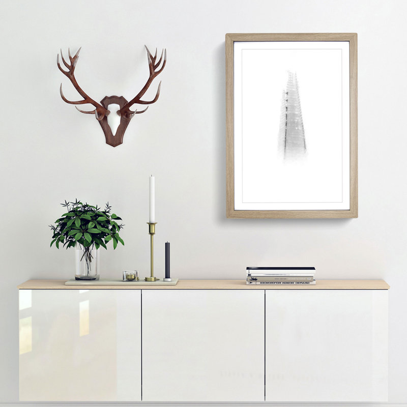 The Shard in London England Abstract Art - Picture Frame Graphic Art Print, 76cm H x 50cm W x 2cm D, Oak