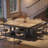 Spacious 71-Inch Dining Table for 6-8, Rectangular Wooden Table with Double Pedestal Base, 2 Storage Drawers-872610566
