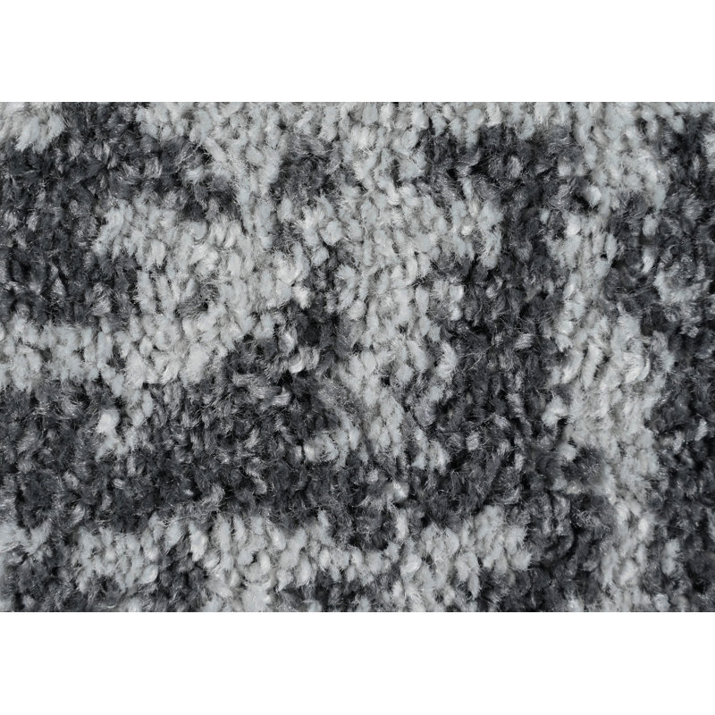 Tapis gris / blanc à motif abstrait touffeté, Tapis de couloir de 2 pi x 7 pi