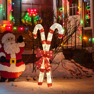 33" Lighted 2D Candy Cane Christmas Decoration