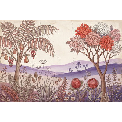 Paper Texture Wallpaper Botanical Vintage Removable Wall Decor