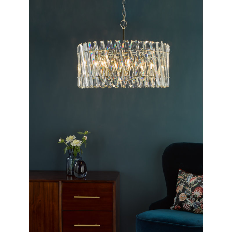 - Light Polished Nickel Pendant, 227cm H x 60cm W x 60cm D, 8 Lights