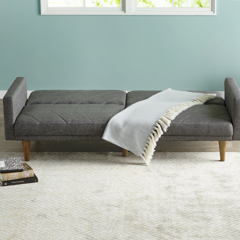Adria Twin 78.5'' Upholstered Convertible Sofa, Gray Polyester