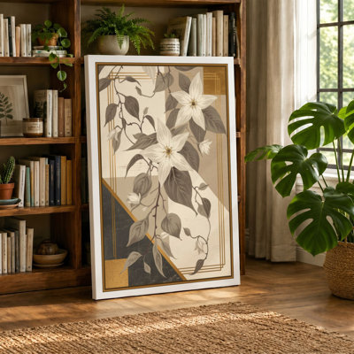 Framed Clematis Study Botanical - Wrapped Canvas