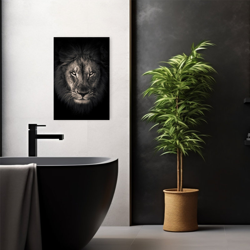 Powerful Lion Stare Contemporary Architecture Wall Art Print by Alex Zhao - Wrapped Canvas Print, 60.96cm H x 40.64cm W