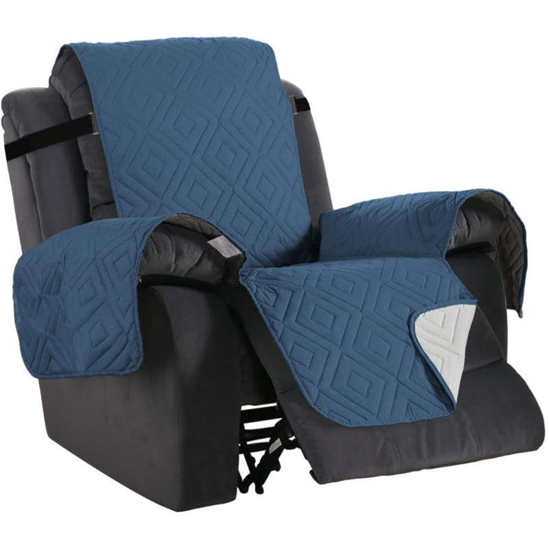 Housse pour fauteuil inclinable, Bleu / polyester beige / mélange de polyester, H 1,7 po x l 72 po x P 91 po