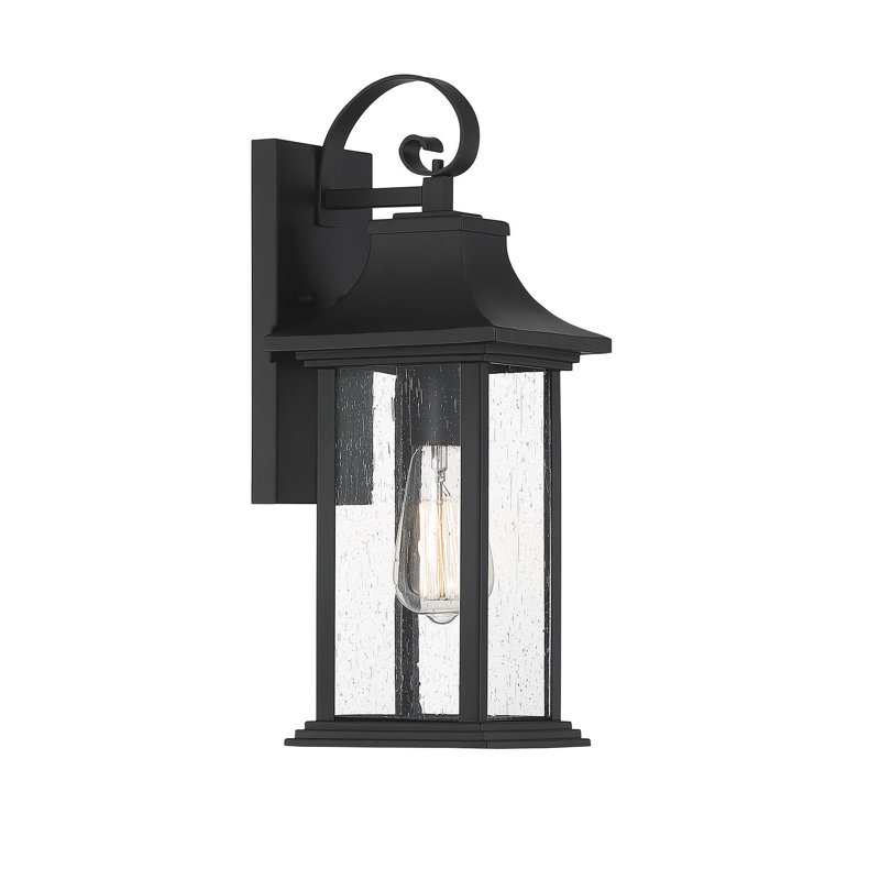 Hampshire Black Outdoor Wall Lantern, 17.25" H x 6.75" W x 7.5"D