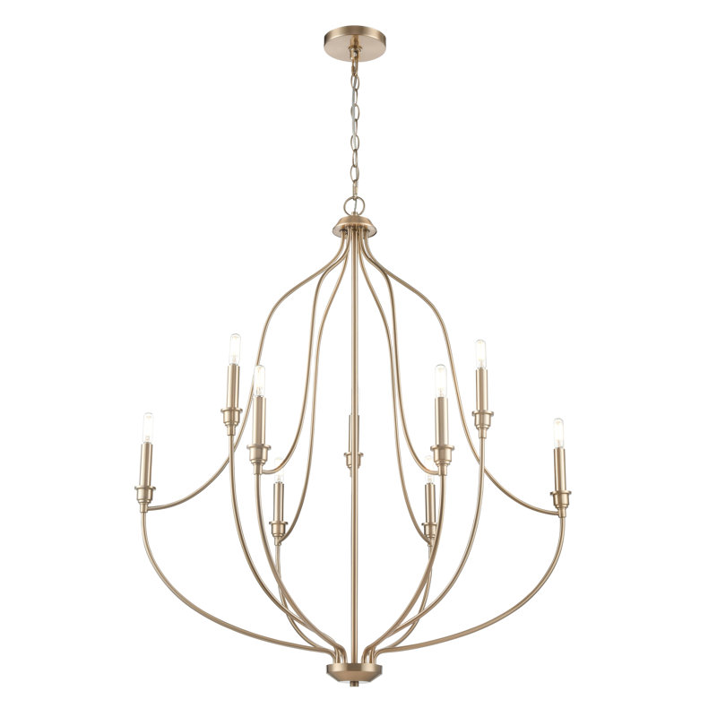 Senoia Chandelier - Modern Gold, 9, 37.25" H x 32.5" W x 32.5" D