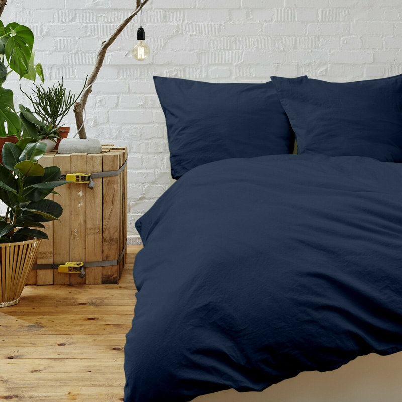 Ensemble de housse de couette en microfibre de trois articles, Housse de couette très grand et 2 très grandes t, Bleu marine