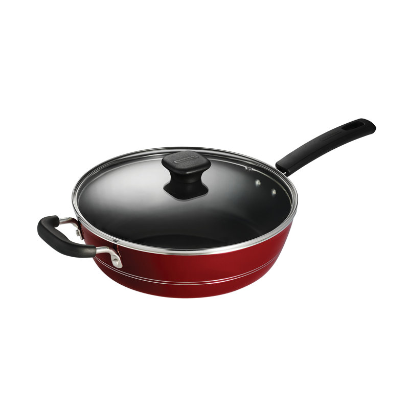 4,5 pi. Poêle à sauter antiadhésive en aluminium avec couvercle, Framboise