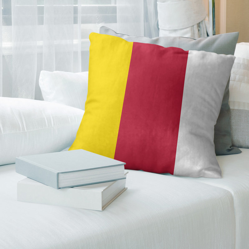 Housse de coussin St Louis, 26 po x 26 po, Jaune / Rouge / Blanc, Polyester / bourre de polyester