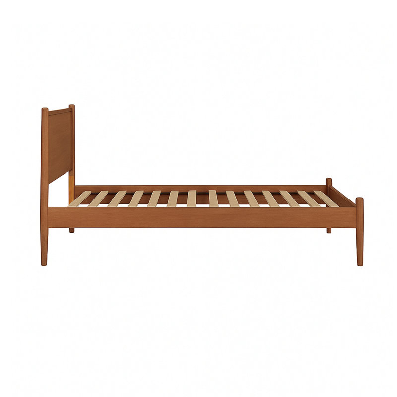 Lit plateforme Mid-Century, Simple, Chêne