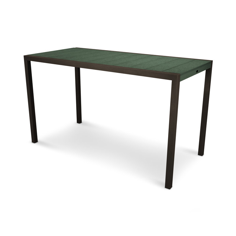 Table de bar POLYWOOD Surf City, 36 po x 73 po, Bronze texturé / Forêt tropicale
