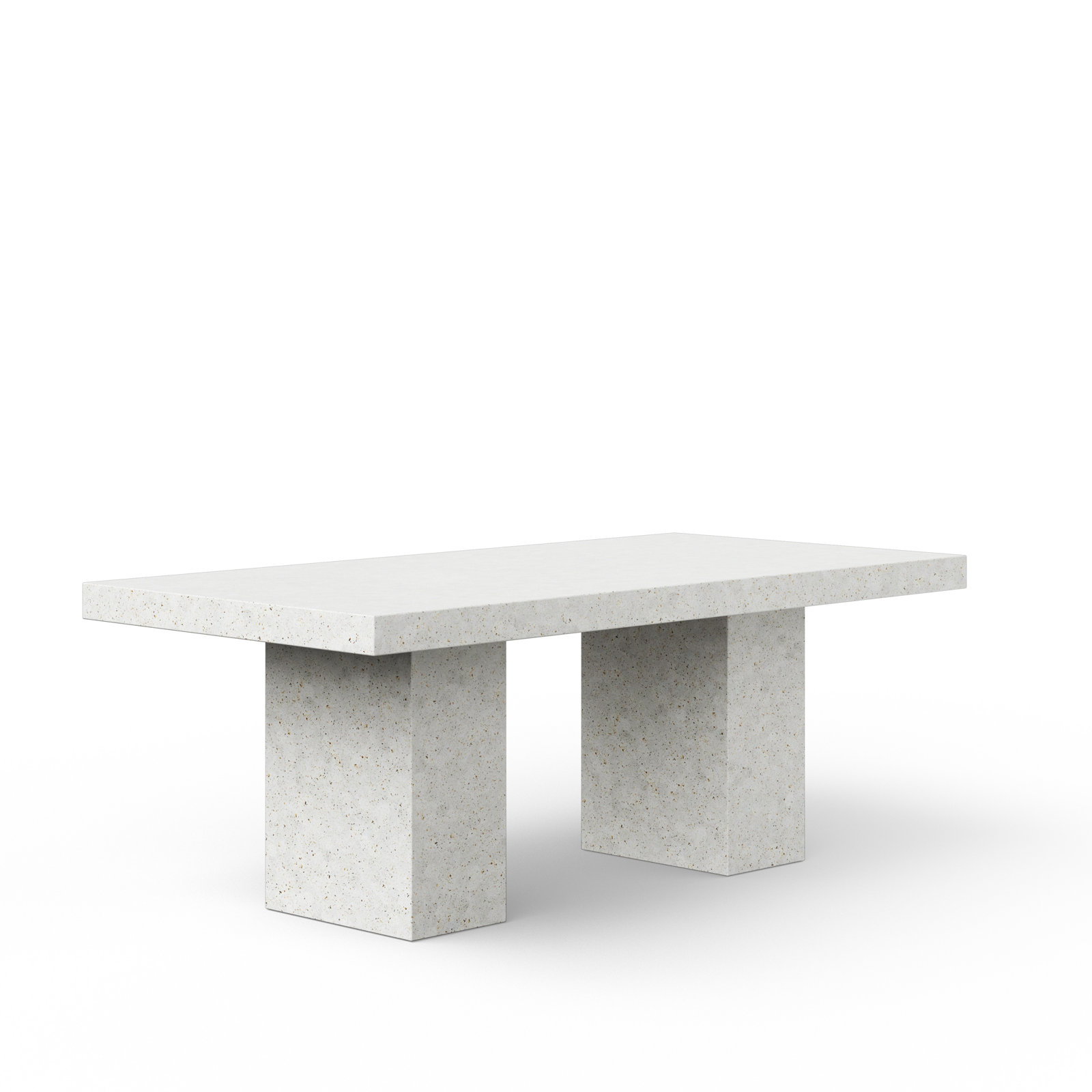 Kareen Pedestal Dining Table, Counter Table (36.25" Height), 95" L x 47" W, Ivory Terrazo