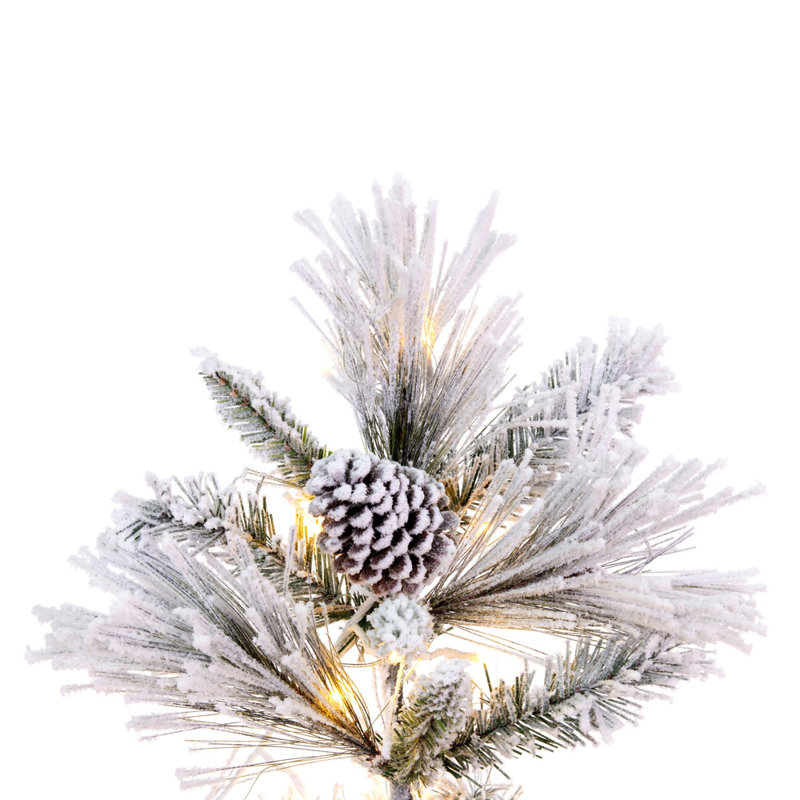 Vickerman 7.5'' X 49" Flocked Atka Pine Artificial Christmas Tree, 3Mm LED Color Changing Lights, 7.5" H