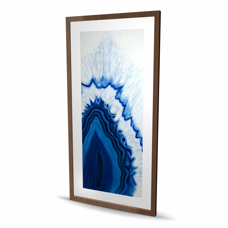 Agate Geode Slice - Blue Bedroom Framed Matted Print Decor