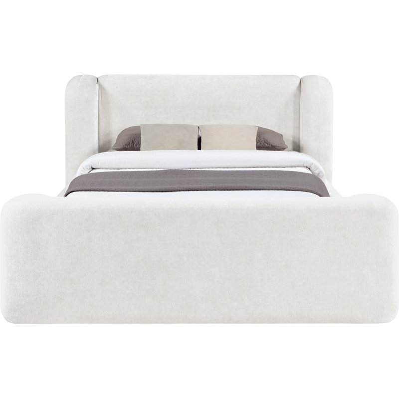 Modena Jadeth Chenille Fabric Bed, King, Cream Chenille Fabric