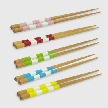 Cook Pro 6-Piece Dot Bamboo Chopstick Set with Rice Paddle and