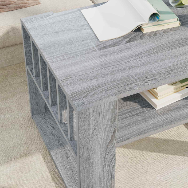 Coffee Table with Storage, Grey Sonoma, 45cm. H x 66cm. L x 49.5cm. W