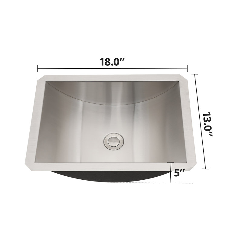 Lavabo de salle de bain encastrable en acier inoxydable au fini nickel brossé 18 "X 13" avec bonde escamotable