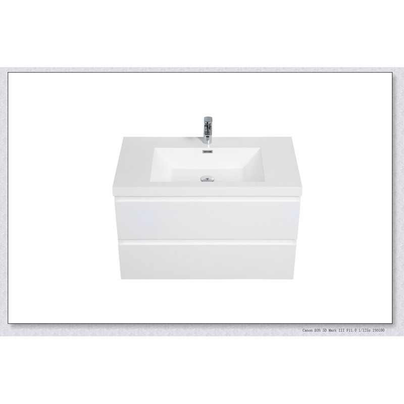 Meuble-lavabo mural 36 po, Gris