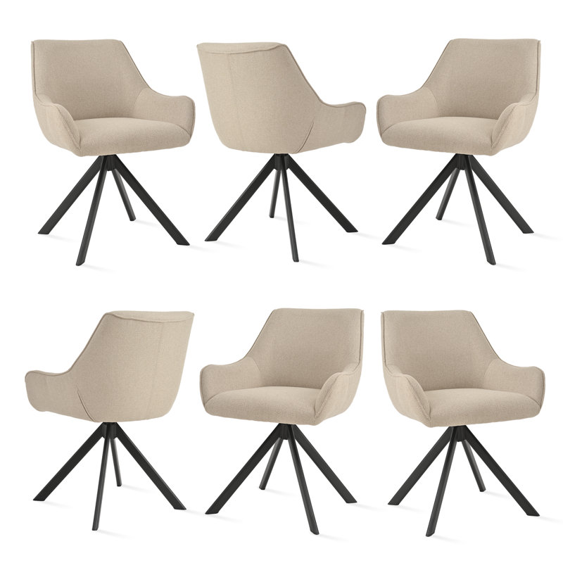 Gefjun 46cm H Upholstered Metal Armchair, Beige Linen