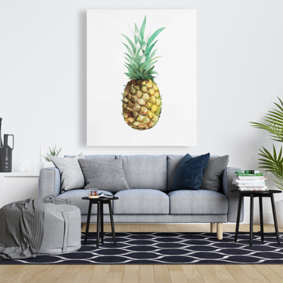 Aquarelle ananas - Toile illustrative verte pour la décoration intérieure