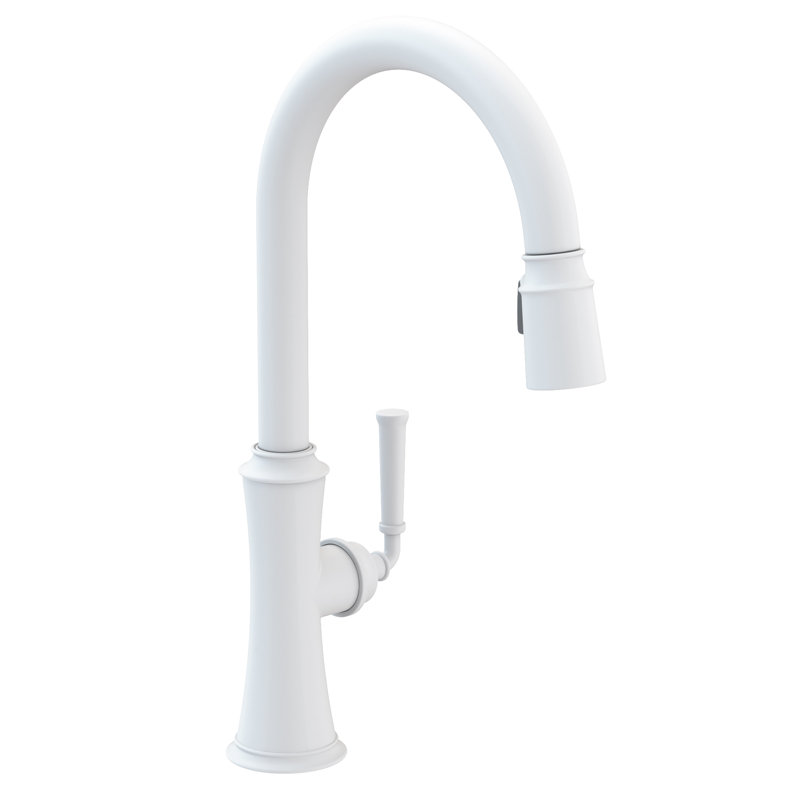 Stripling Single Handle Pull Down Kitchen Faucet, Matte White