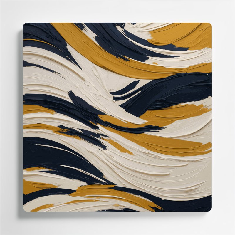 Abstrait paysage 93, art mural en métal beige, H 16 po x l 16 po