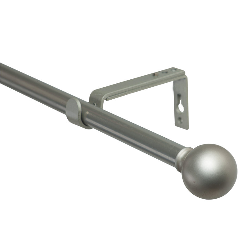 Tringle à rideaux simple réglable 0,62 po Gephart, Argent, H 2 po x l 84 po x P 4,5 po
