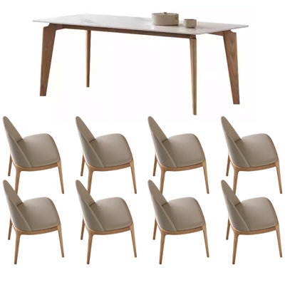 Simple Durable Rock Slab Ash Dining Table Set