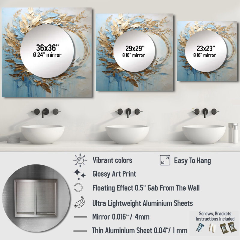 Brynnlea - Grand miroir carré pour décoration murale, 23 po x 23 po