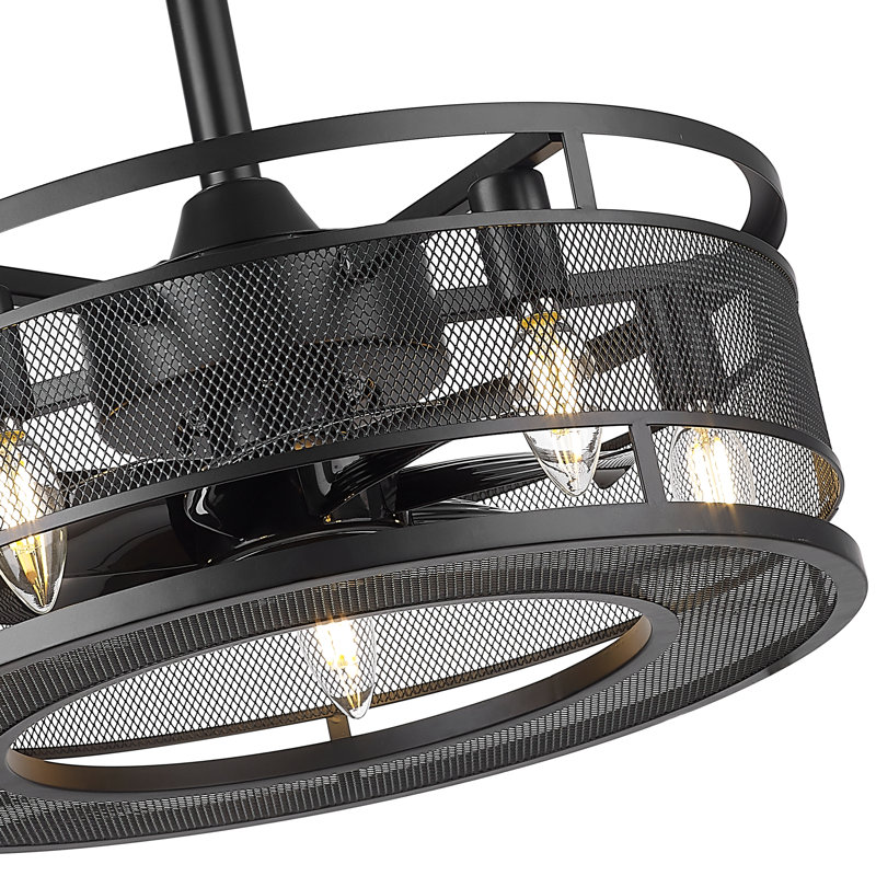 18" Farmhouse Reversible Caged Ceiling Fan with Light Kit and Remote