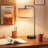 20.7'' Modern Black Table Lamp with Dimming Knob, AC Outlet and USB A&C